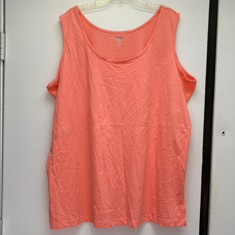 New Only Necessities Sleeveless Coral 100% Cotton Tank Top Women’s Plus Size 3X!